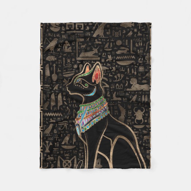 Egyptian Cat - Bastet Fleece Blanket (Front)