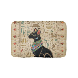 Egyptian Cat - Bastet on papyrus Bath Mat