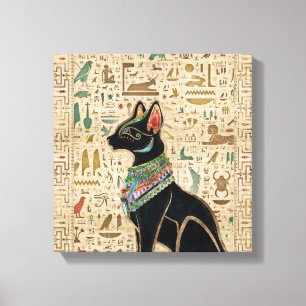 Egyptian Cat - Bastet on papyrus Canvas Print