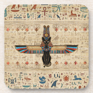 Egyptian Cat - Bastet on papyrus Coaster