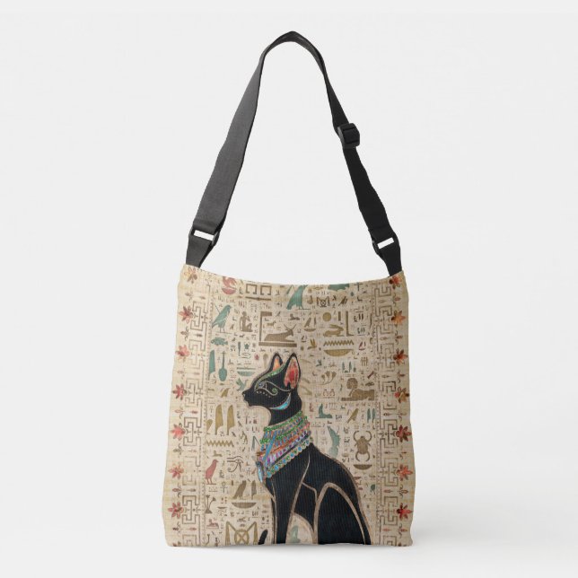 Egyptian Cat - Bastet on papyrus Crossbody Bag (Front)