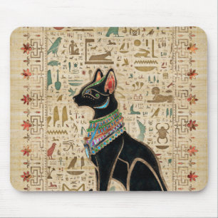 Egyptian Cat - Bastet on papyrus Mouse Mat