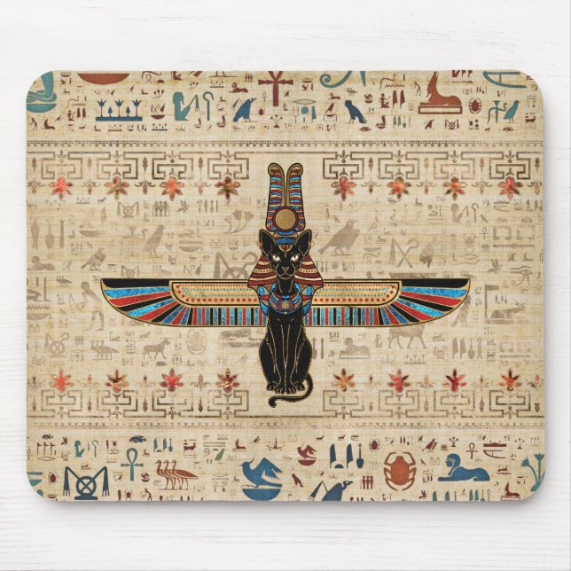 Egyptian Cat - Bastet on papyrus Mouse Mat (Front)