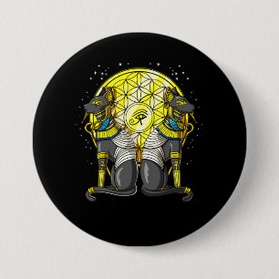 Egyptian Cat Goddess Bastet Ankh Sacred Geometry 7.5 Cm Round Badge