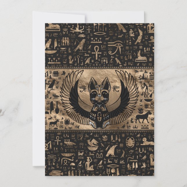 Egyptian Cat Goddess Bastet Holiday Card (Front)