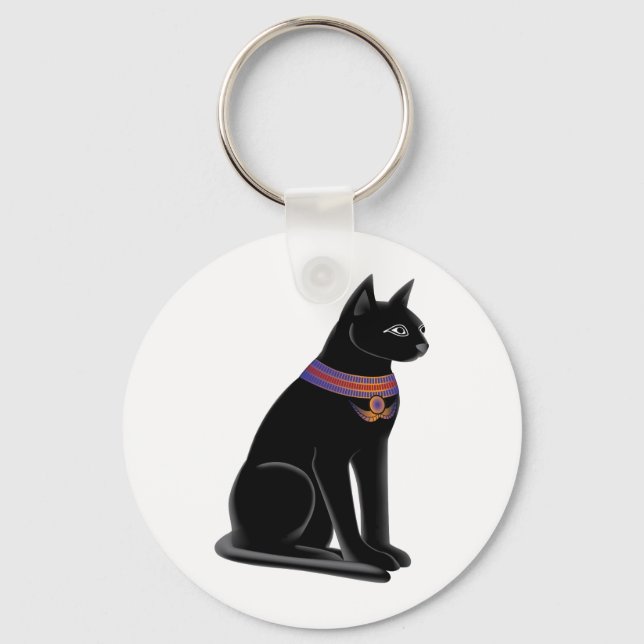 Egyptian Cat Goddess Bastet Key Ring (Front)