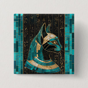 Egyptian Cat Goddess Bastet -Mosaic Art 15 Cm Square Badge