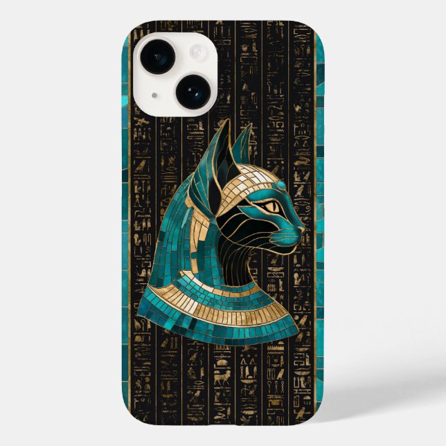 Egyptian Cat Goddess Bastet -Mosaic Art Case-Mate iPhone Case (Back)