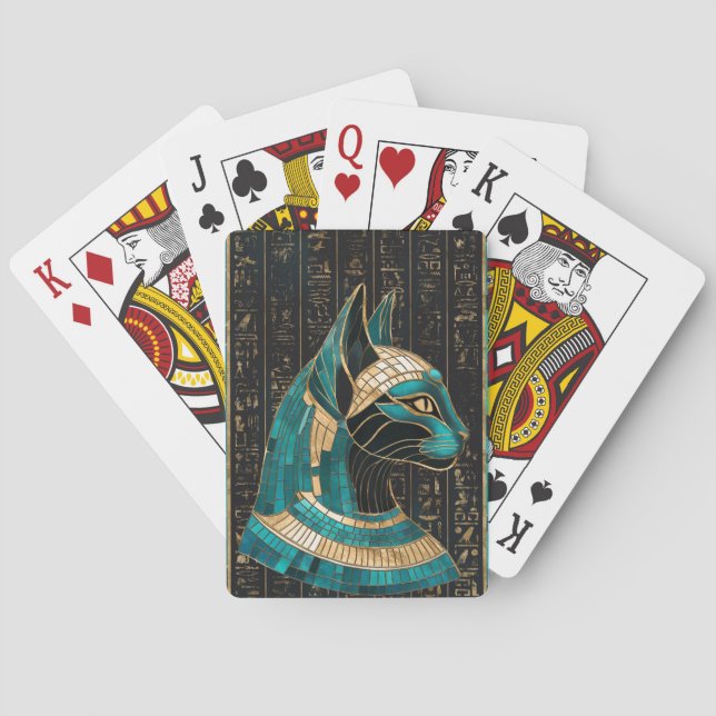 Egyptian Cat Goddess Bastet -Mosaic Art Playing Cards (Back)