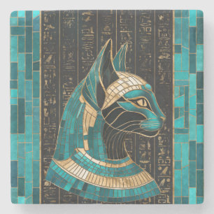 Egyptian Cat Goddess Bastet -Mosaic Art Stone Coaster