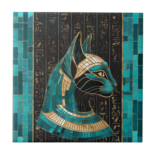 Egyptian Cat Goddess Bastet -Mosaic Art Tile (Front)