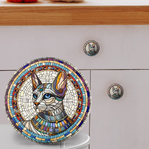 Egyptian Cat -Mosaic Art Ceramic Knob