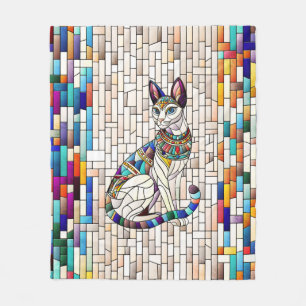 Egyptian Cat -Mosaic Art Fleece Blanket