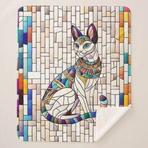 Egyptian Cat -Mosaic Art Sherpa Blanket