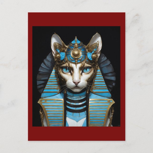 Egyptian cat pharaoh postcard (Front)