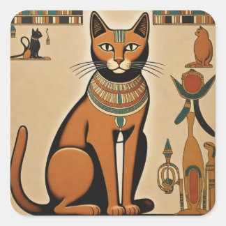 Egyptian Cat Square Sticker