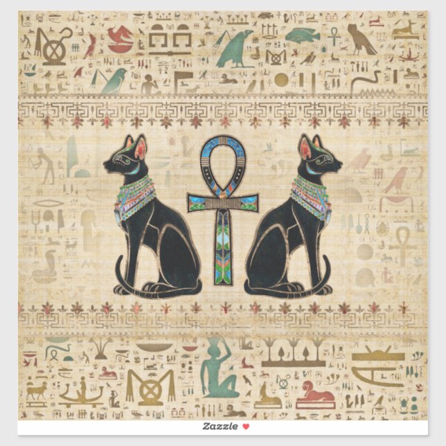 Egyptian Cats and ankh cross (Sheet)