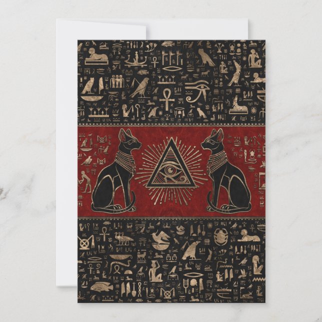 Egyptian Cats and Eye of Horus Holiday Card (Front)