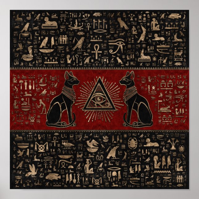 Egyptian Cats and Eye of Horus Poster (Front)
