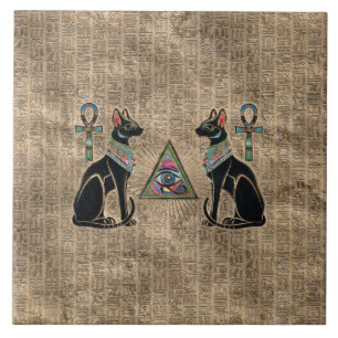 Egyptian Cats and Eye of Horus Tile