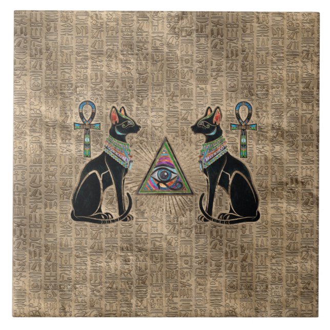 Egyptian Cats and Eye of Horus Tile (Front)