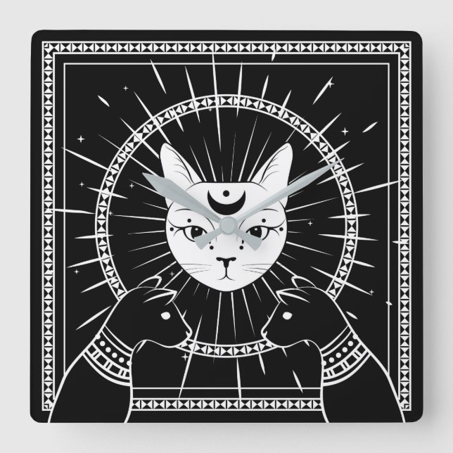 Egyptian Cats Square Wall Clock (Front)