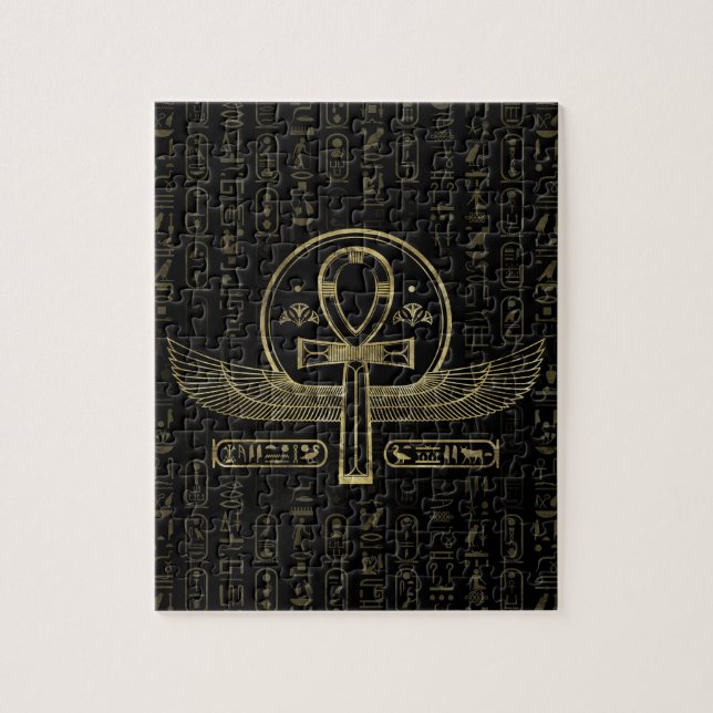 Egyptian Cross - Ankh - Gold and black Jigsaw Puzzle (Vertical)