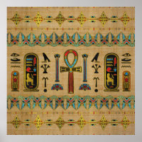 Egyptian Cross - Ankh Ornament on papyrus