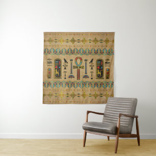 Egyptian Cross - Ankh Ornament on papyrus Tapestry