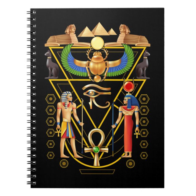 Egyptian Culture Scarab Artefact Ankh Horus Eye Notebook (Front)