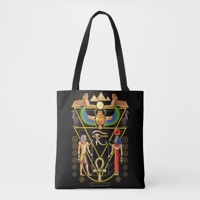Egyptian Culture Scarab Artefact Ankh Horus Eye Tote Bag (Front)