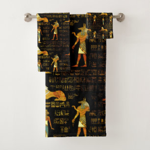 Egyptian Decorative hieroglyphics Pattern Bath Towel Set