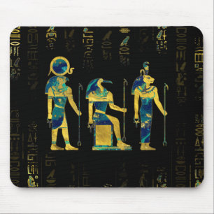 Egyptian Deities  on hieroglyphics gold and marble Mouse Mat