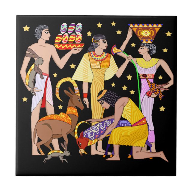 Egyptian Design Ceramic  Tile (Front)