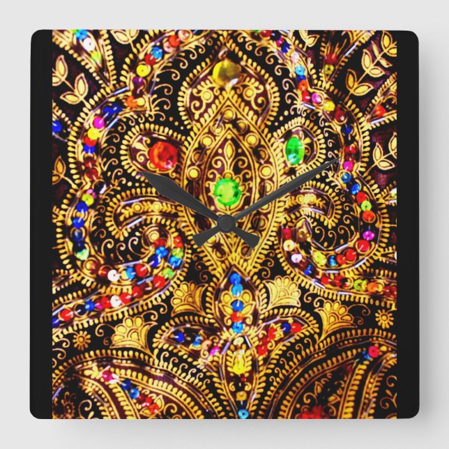 Egyptian Dress Pattern Square Wall Clock (Front)