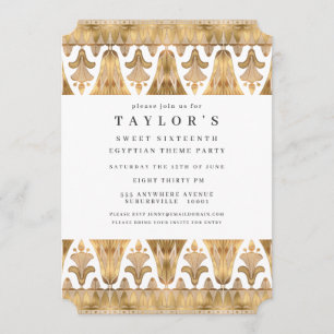 Egyptian Egypt Art Deco Gold Birthday Party Invitation