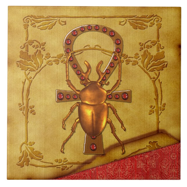 Egyptian Elegance Optical Folk Art Tile (Front)