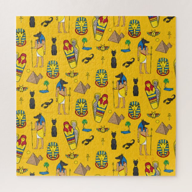 Egyptian elements, Anubis, pyramids pattern. Jigsaw Puzzle (Vertical)