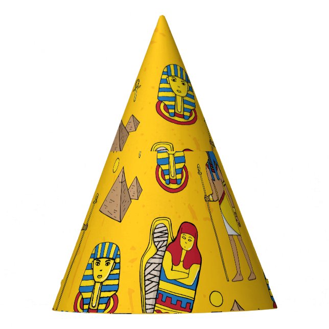 Egyptian elements, Anubis, pyramids pattern. Party Hat (Front)