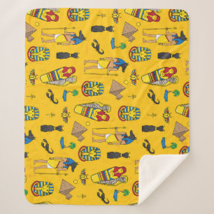 Egyptian elements, Anubis, pyramids pattern. Sherpa Blanket