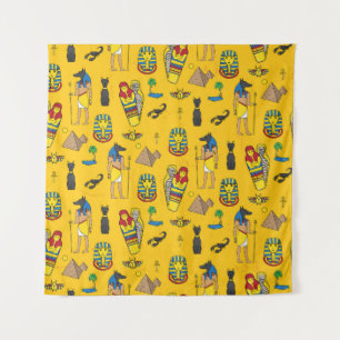 Egyptian elements, Anubis, pyramids pattern. Tapestry