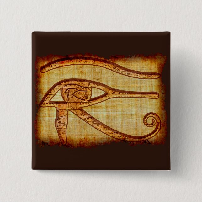 Egyptian Eye of Horus Ancient Papyrus-effect Art 15 Cm Square Badge (Front)