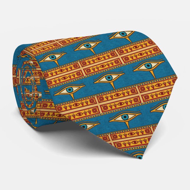Egyptian Eye of Horus, Eye of Ra Egypt Deity Tie (Rolled)
