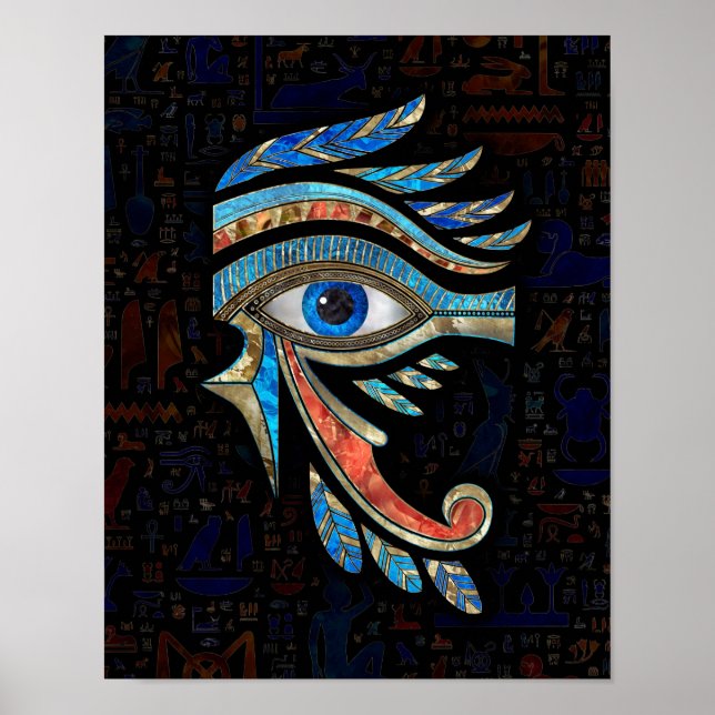 Egyptian Eye of Horus - Gemstones and Gold Poster (Front)