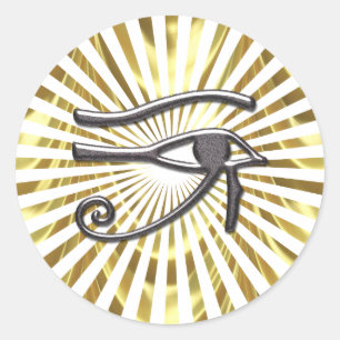 Egyptian Eye of Horus Gold and Black Classic Round Sticker