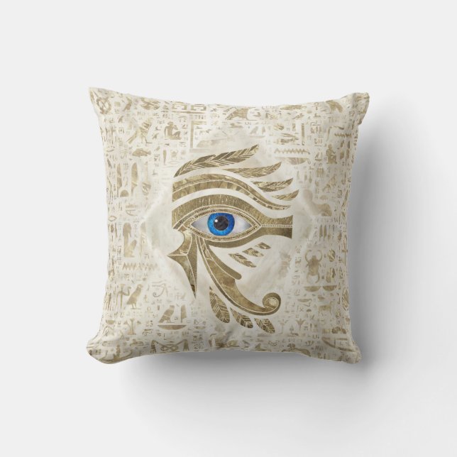 Egyptian Eye of Horus - Gold and pearl Cushion (Front)