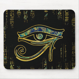 Egyptian Eye of Horus on hieroglyphics and marble Mouse Mat