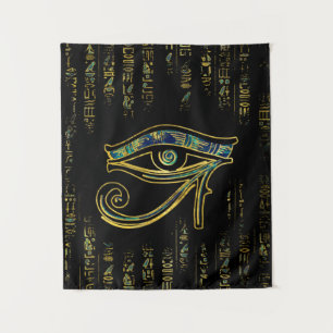 Egyptian Eye of Horus  on hieroglyphics and marble Tapestry