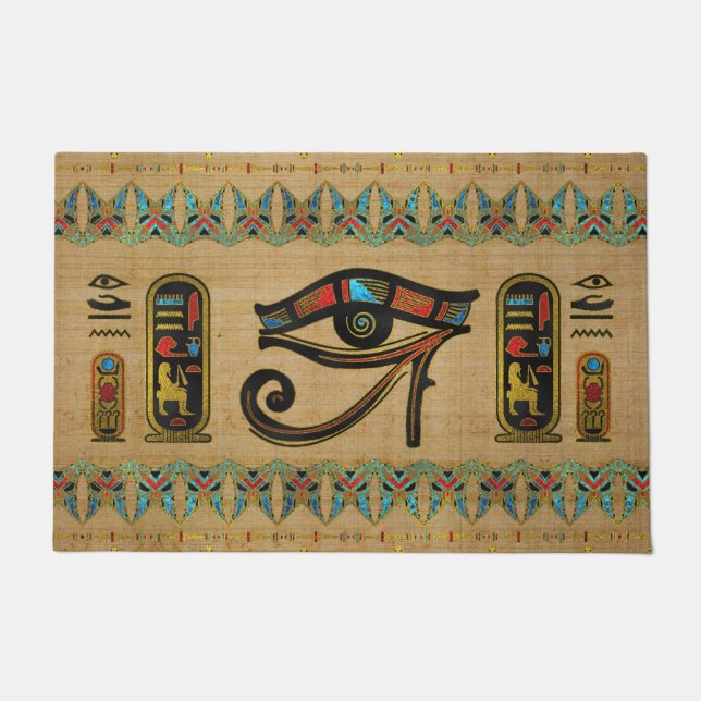 Egyptian Eye of Horus Ornament on papyrus Doormat (Front)
