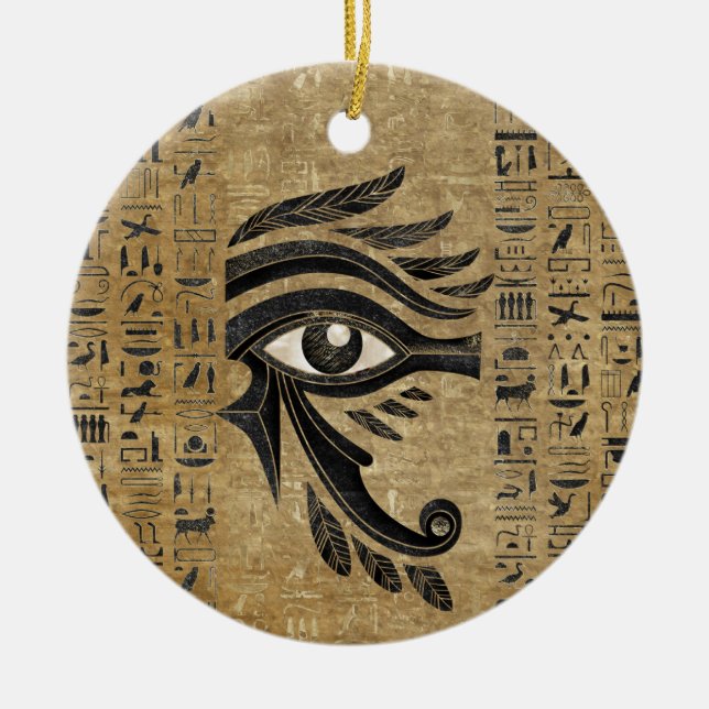 Egyptian Eye of Horus - Wadjet Ceramic Tree Decoration (Front)